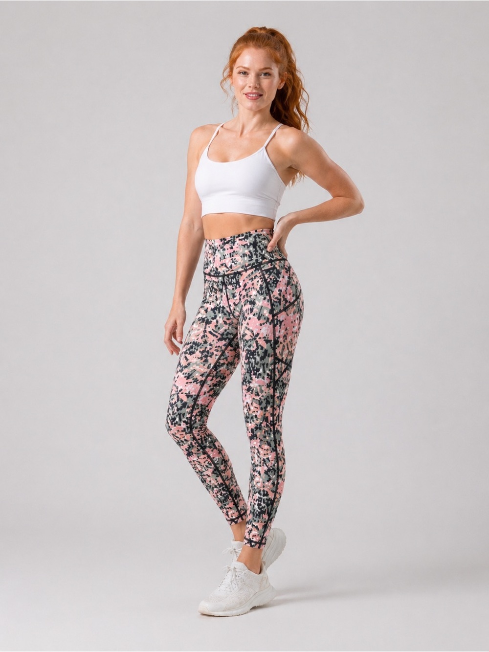 Sweaty Betty Power 7/8 Leggings XS High Rise Floral Camo Pink Green Activewear